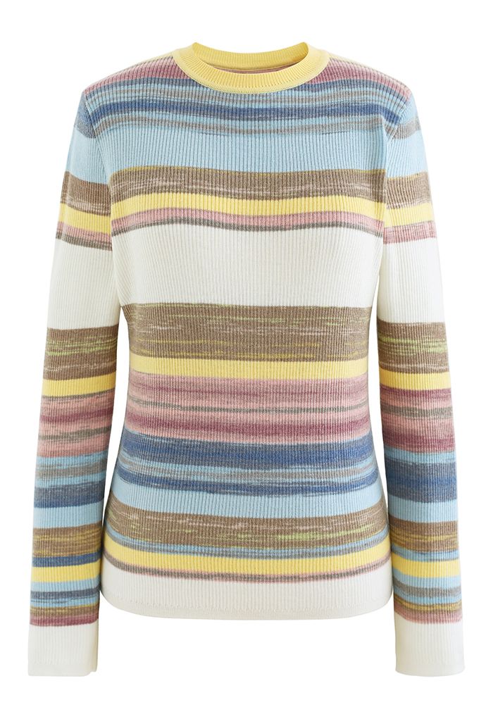 Stripe Color Block Knit Top in Yellow - Retro, Indie and Unique Fashion
