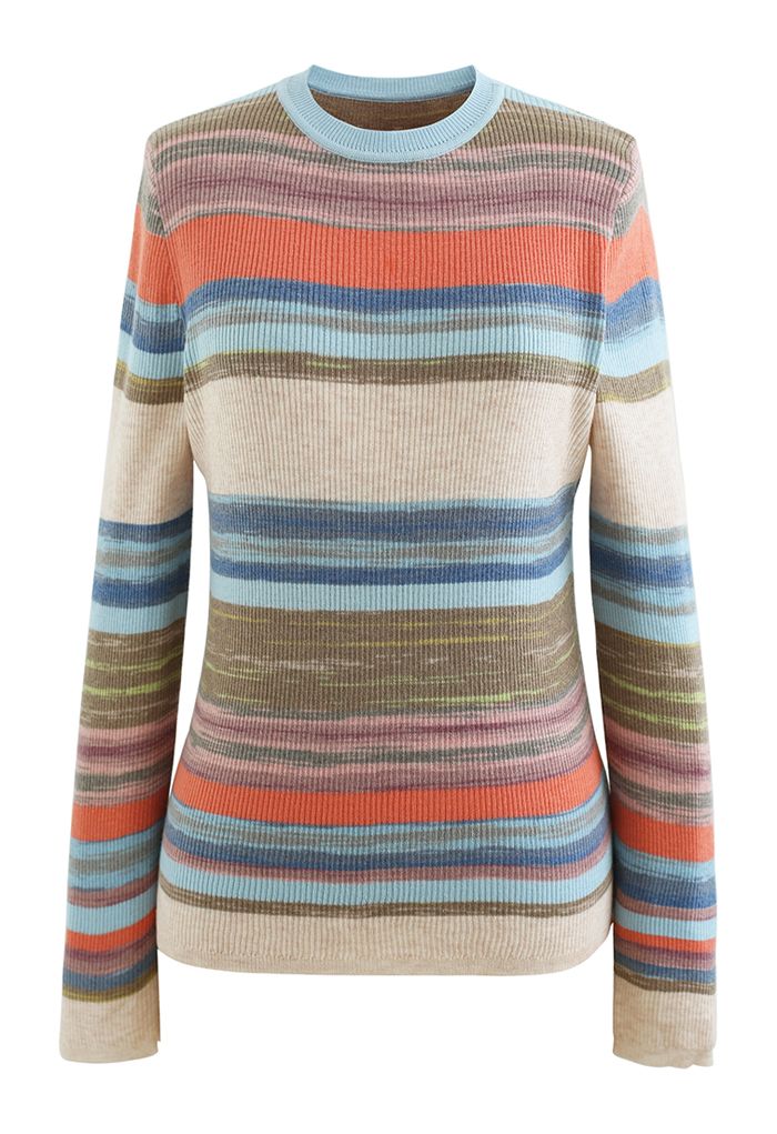 Stripe Color Block Knit Top in Coral - Retro, Indie and Unique Fashion