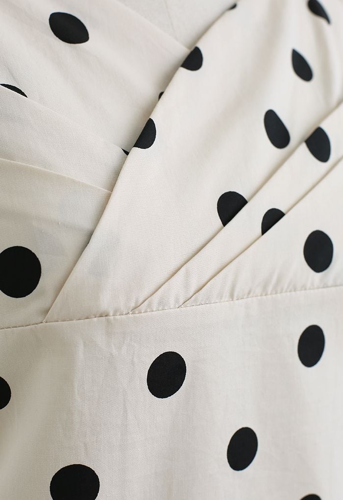 Polka Dot Shirred Wrap Cotton Top