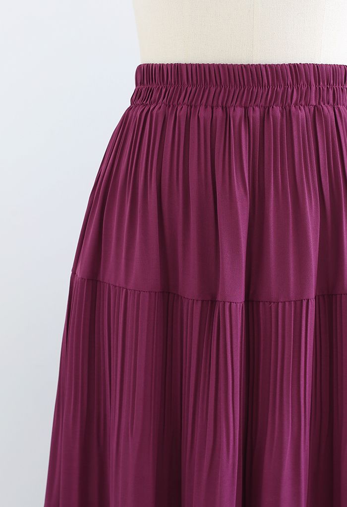 High Waist Pleated Panelled Skirt in Magenta - Retro, Indie and Unique ...