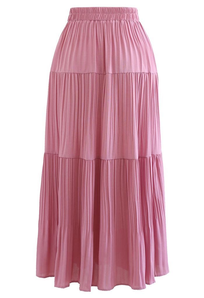 High Waist Pleated Panelled Skirt in Pink - Retro, Indie and Unique Fashion