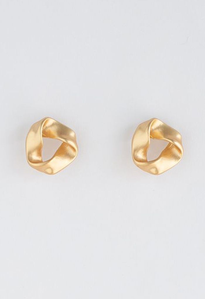 Twist Golden Stud Earrings - Retro, Indie and Unique Fashion