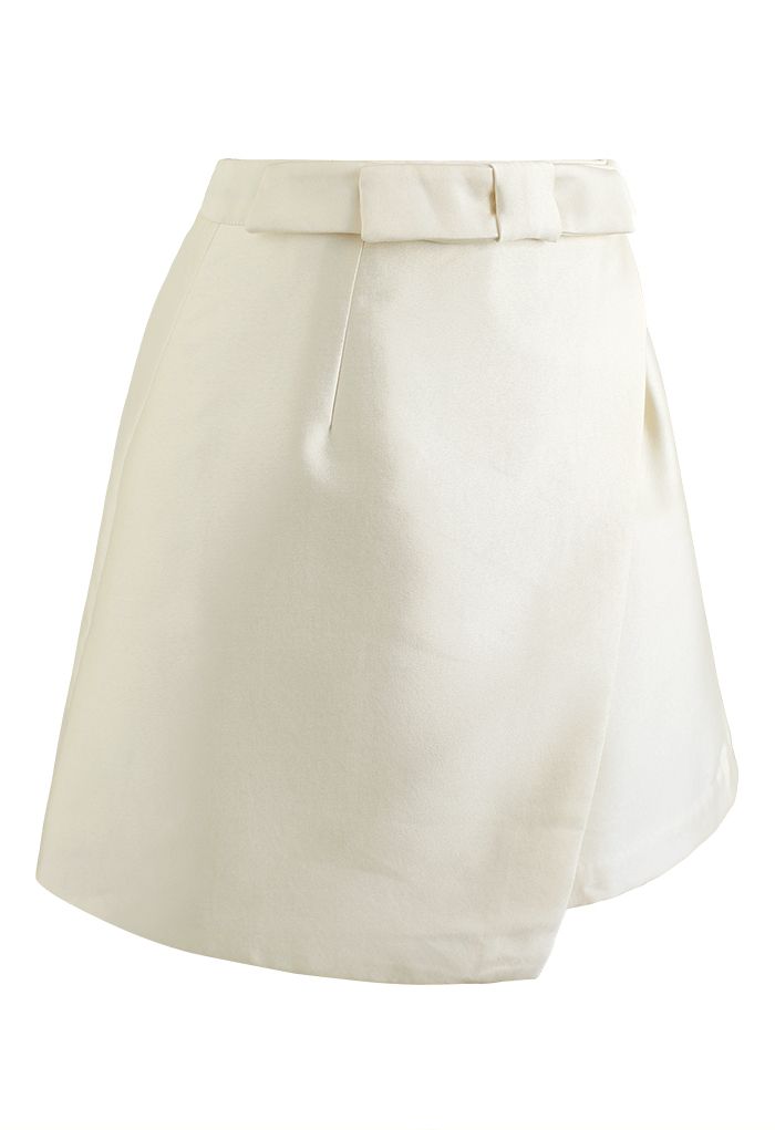 Bowknot Flap Front Mini Bud Skirt in Cream - Retro, Indie and Unique ...