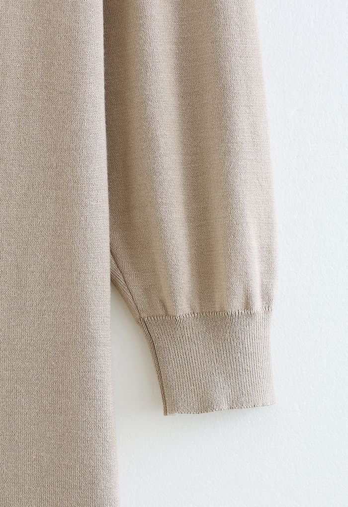 Shawl Collar Loose Longline Cardigan in Camel