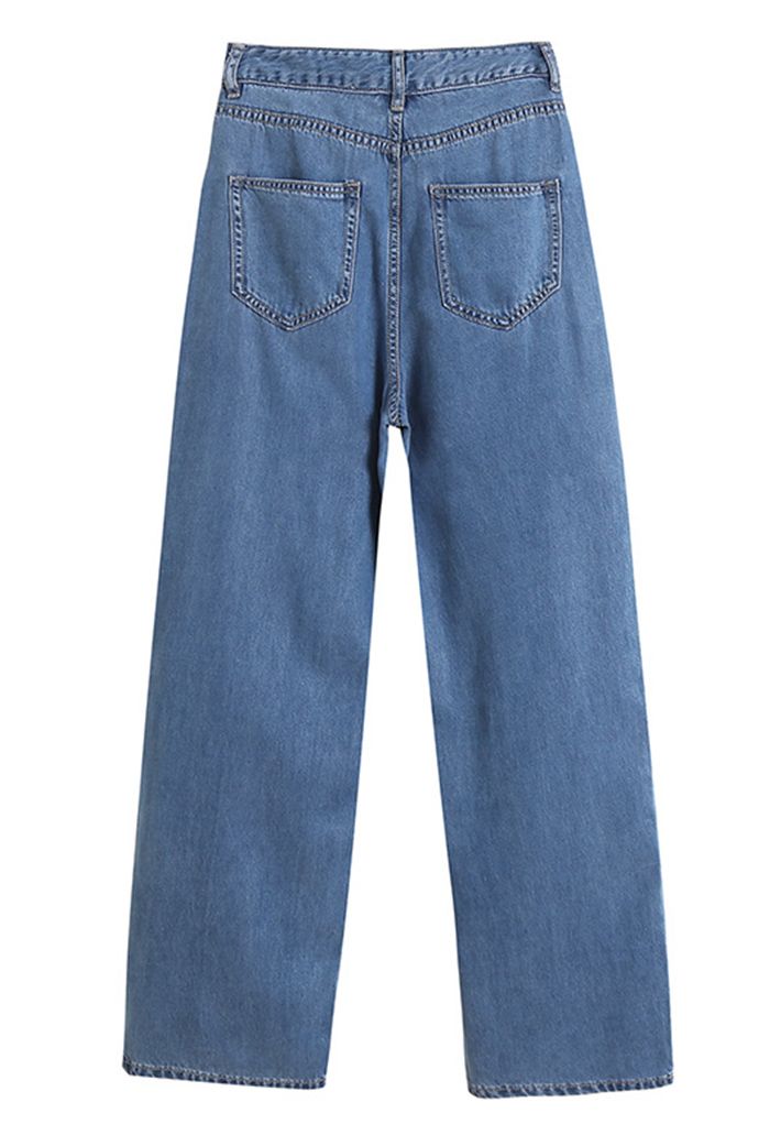 Wide Leg Seam Detail Jeans