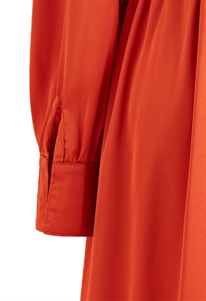 Asymmetric Ruffle Hem Wrap Satin Dress in Orange - Retro, Indie and ...
