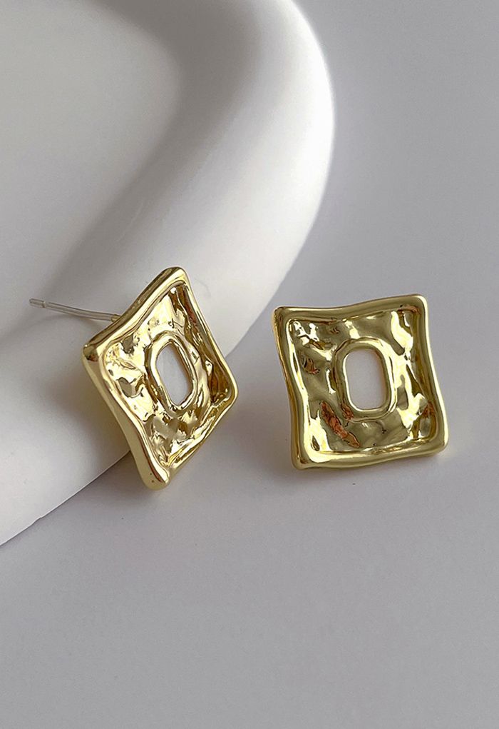 Golden Embossed Stud Earrings