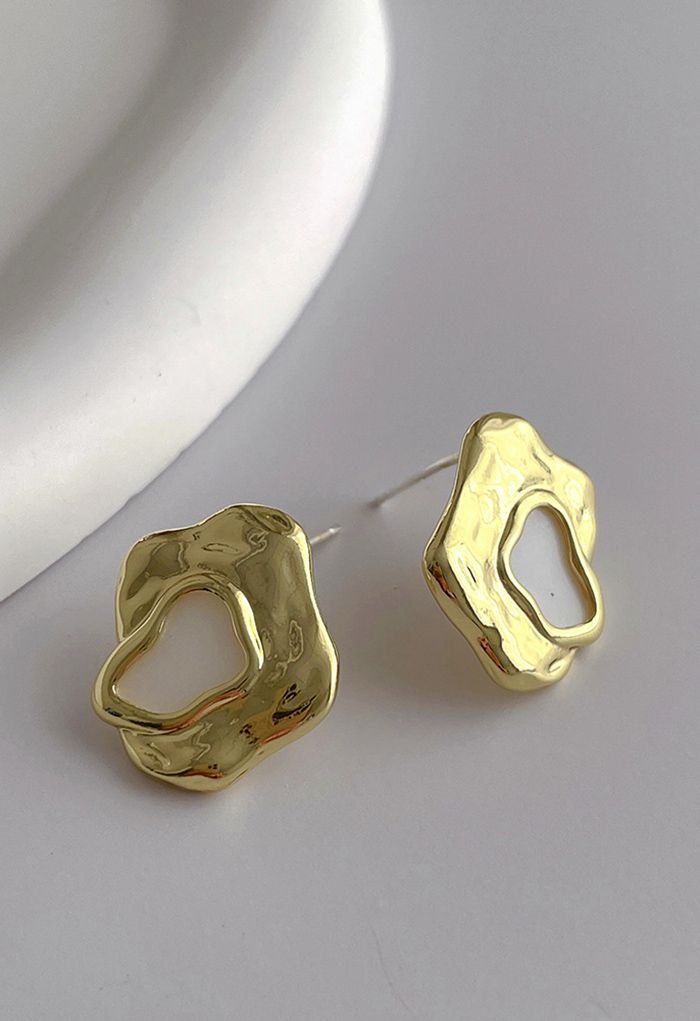 Golden Embossed Stud Earrings