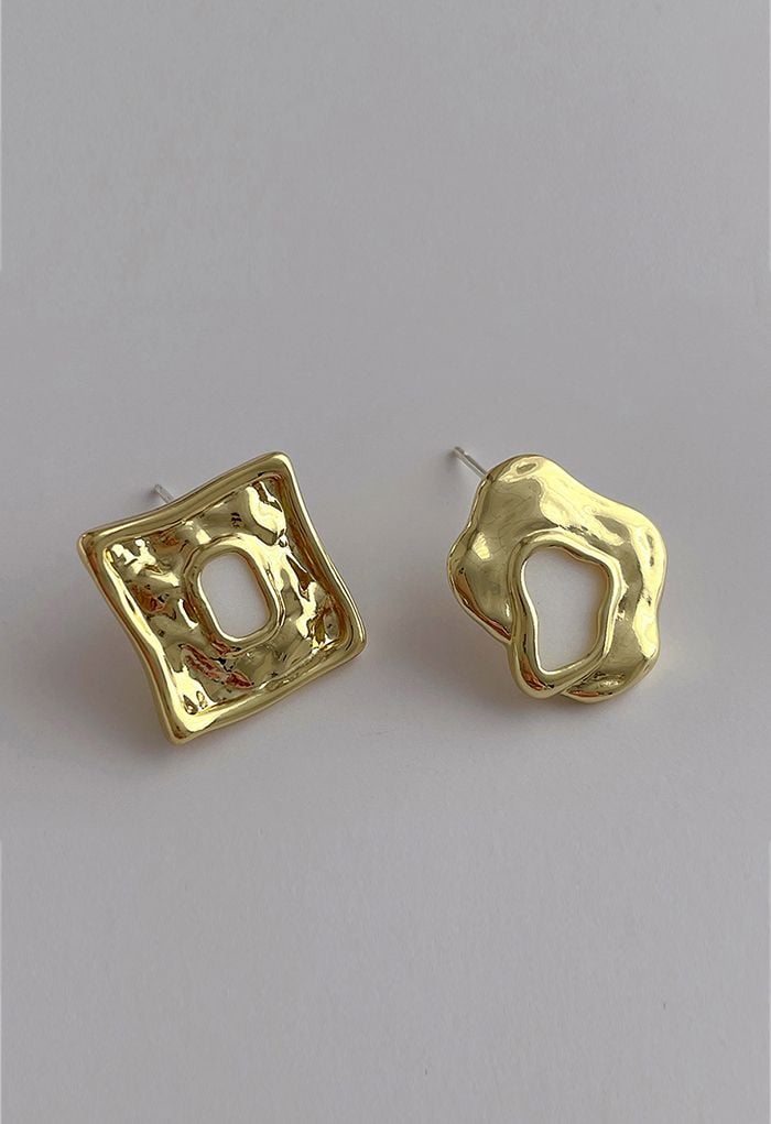 Golden Embossed Stud Earrings