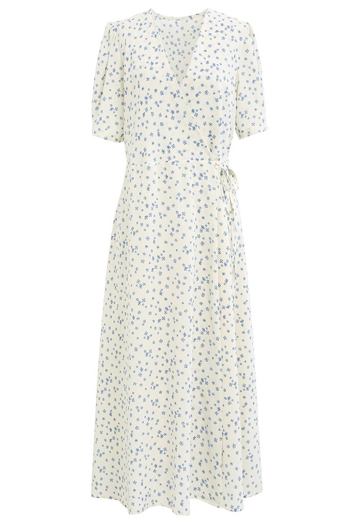 Rambling Floret Tie Waist Wrapped Dress in White - Retro, Indie and ...