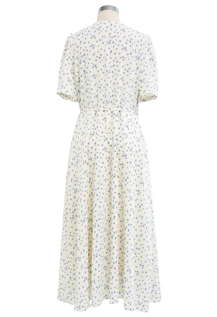 Rambling Floret Tie Waist Wrapped Dress in White - Retro, Indie and ...