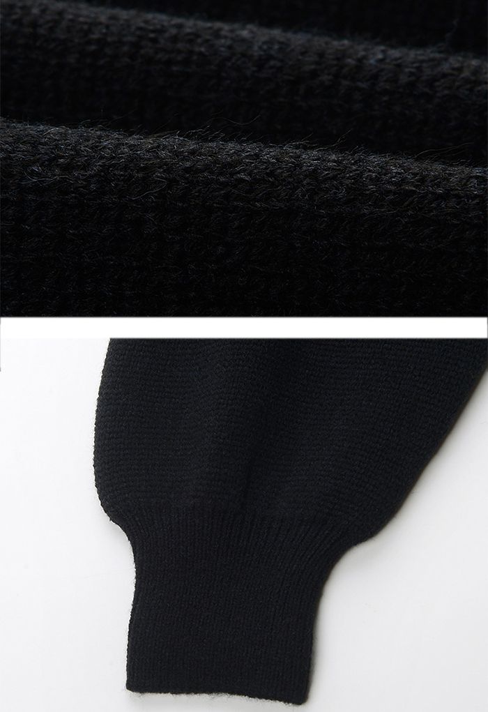 Silver Chain Cutout Black Knit Sweater - Retro, Indie and Unique Fashion