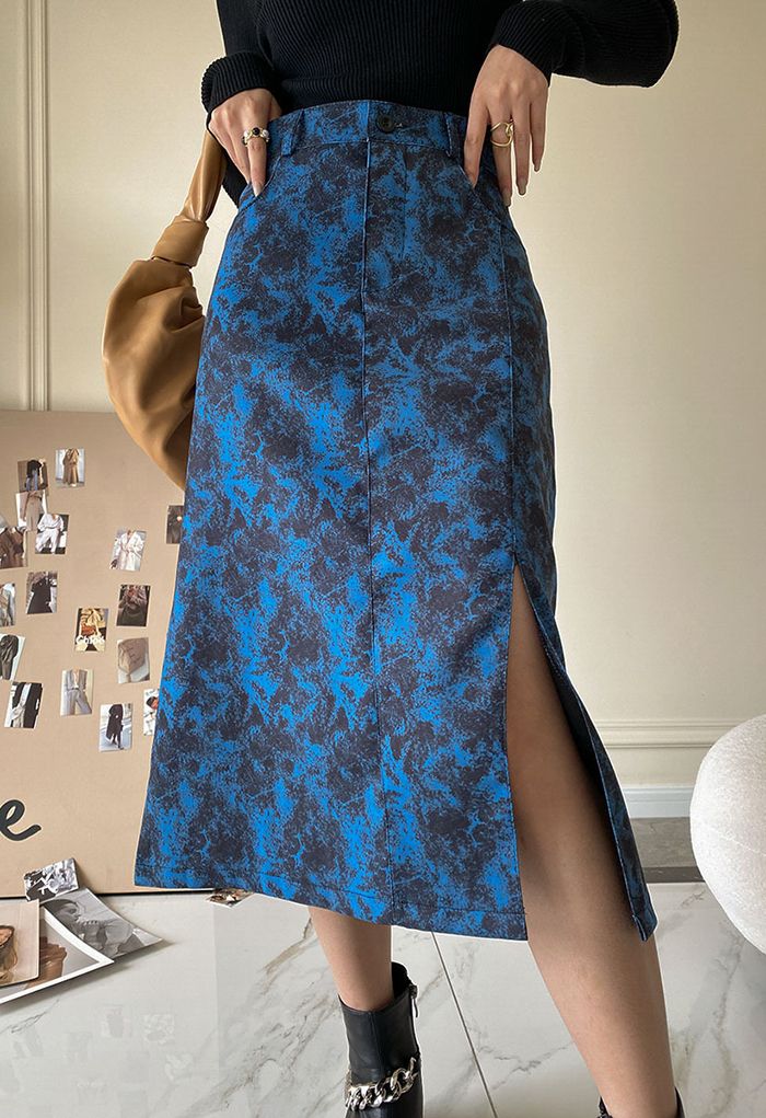 High Waist Tie-Dye Slit Skirt - Retro, Indie and Unique Fashion