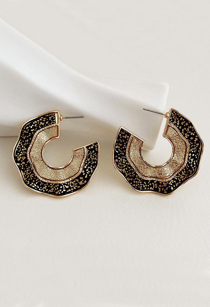 Retro C-Shape Contrast Color Earrings