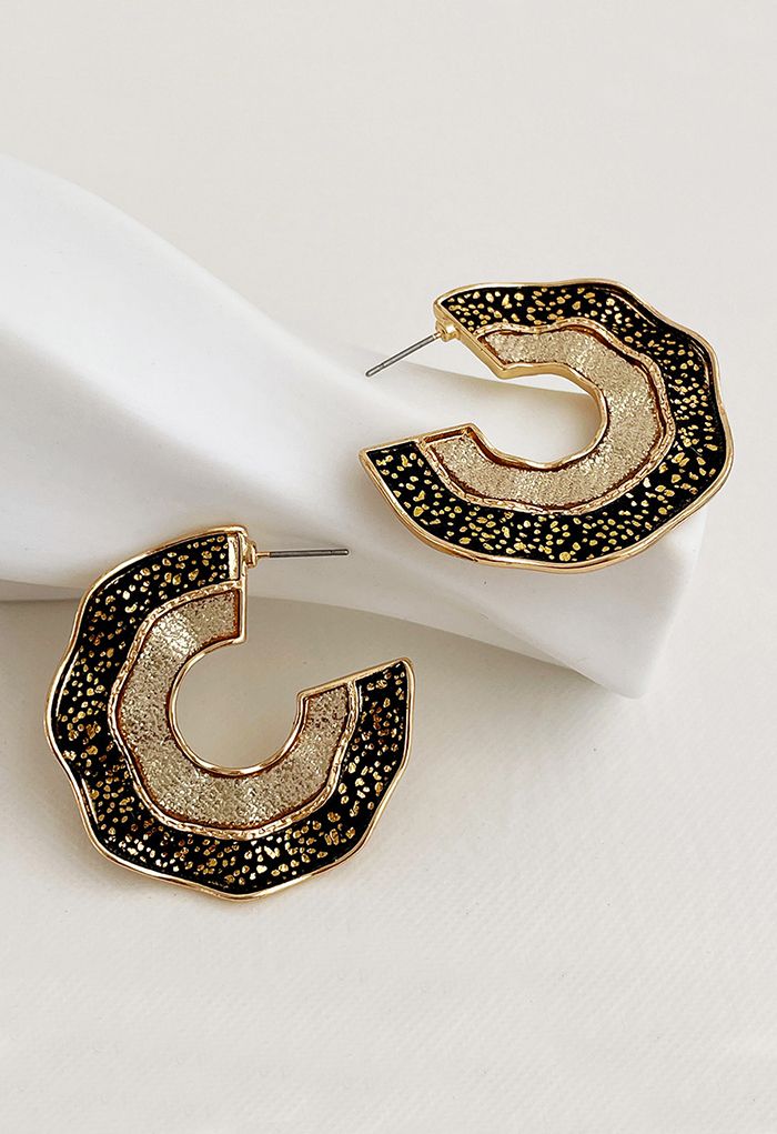 Retro C-Shape Contrast Color Earrings