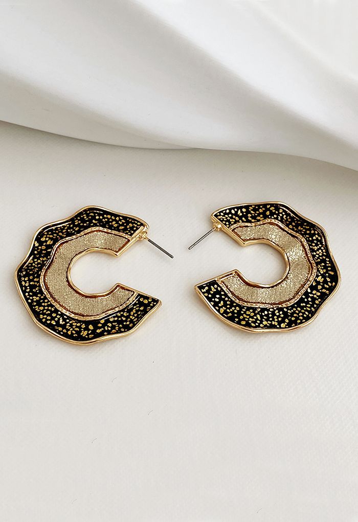 Retro C-Shape Contrast Color Earrings