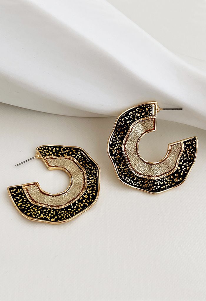 Retro C-Shape Contrast Color Earrings