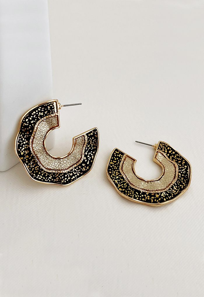 Retro C-Shape Contrast Color Earrings