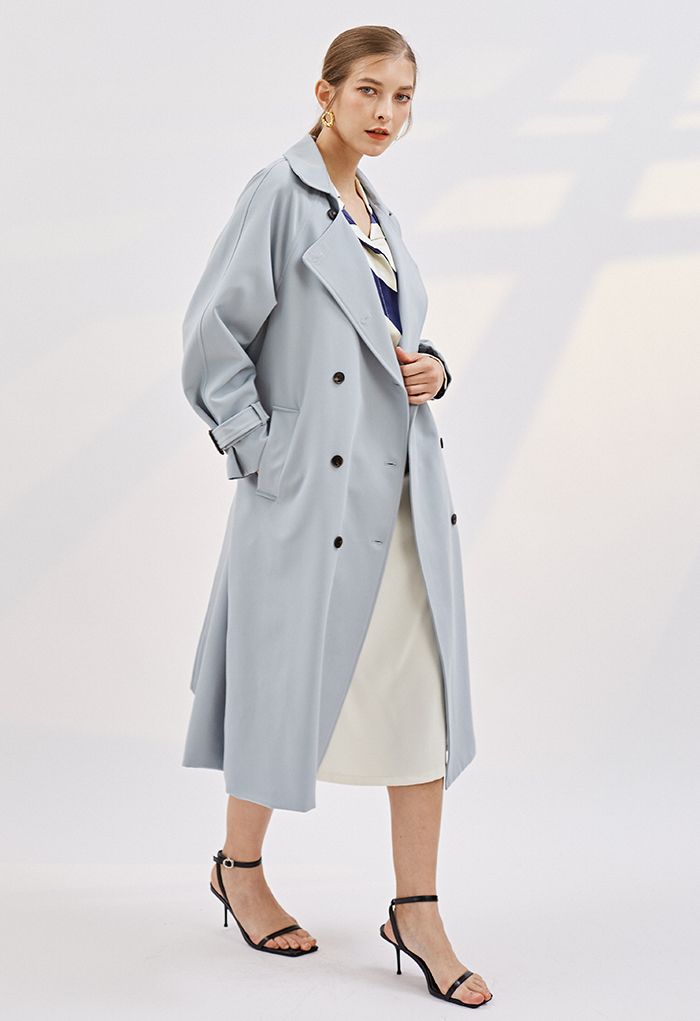 Baby Blue Trench Coat Size S 34-36 Chest Tailored, Belt, Lined GAP Easy  Care Cotton, Versatile Jacket 