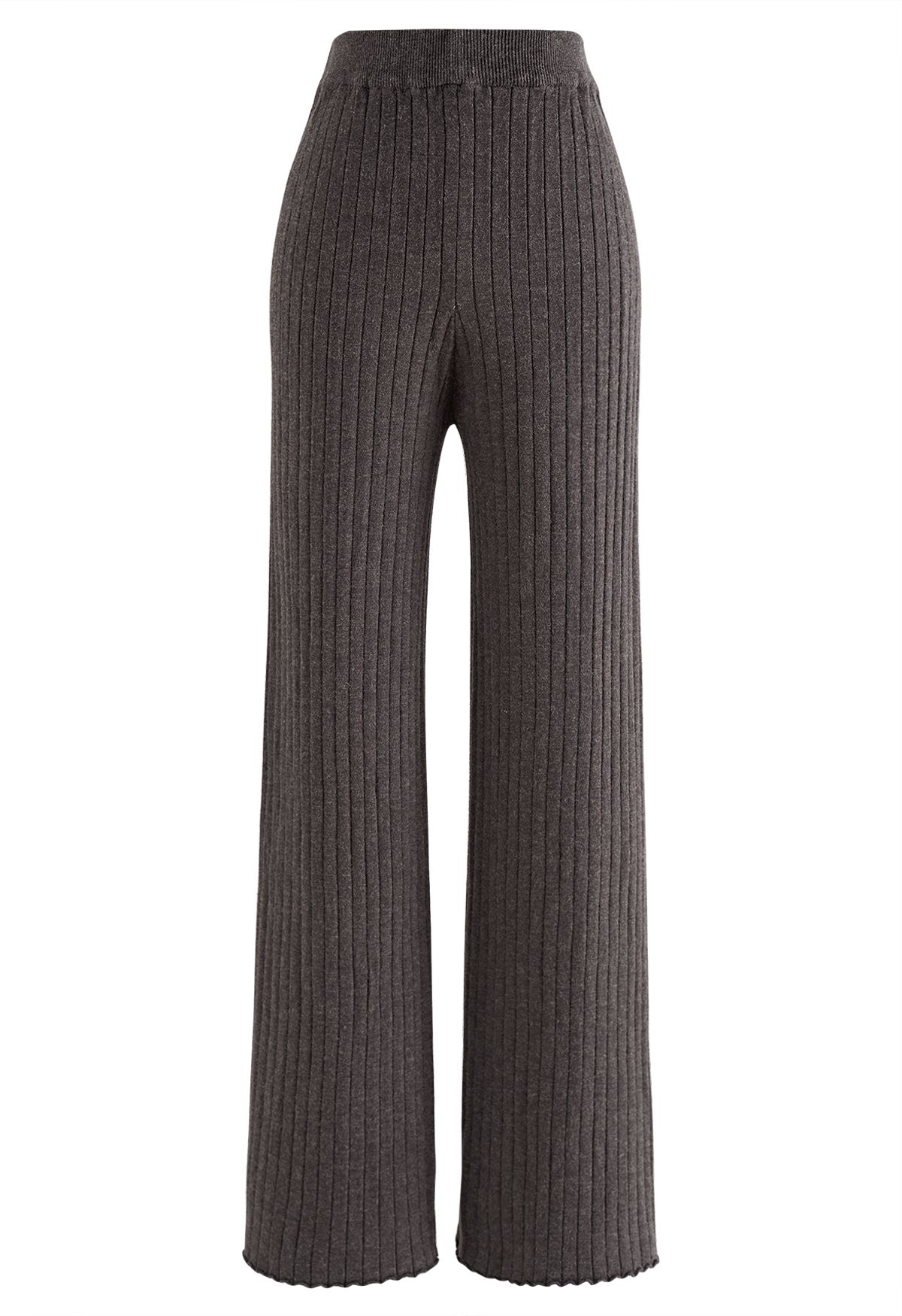 Ribbed Straight Leg Knit Pants in Smoke - Retro, Indie and Unique 