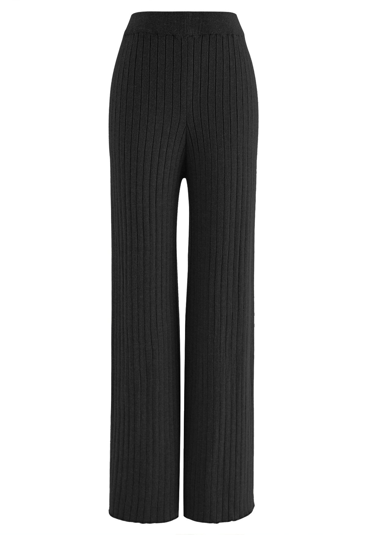 Knit Pants - Black Straight Leg Pants
