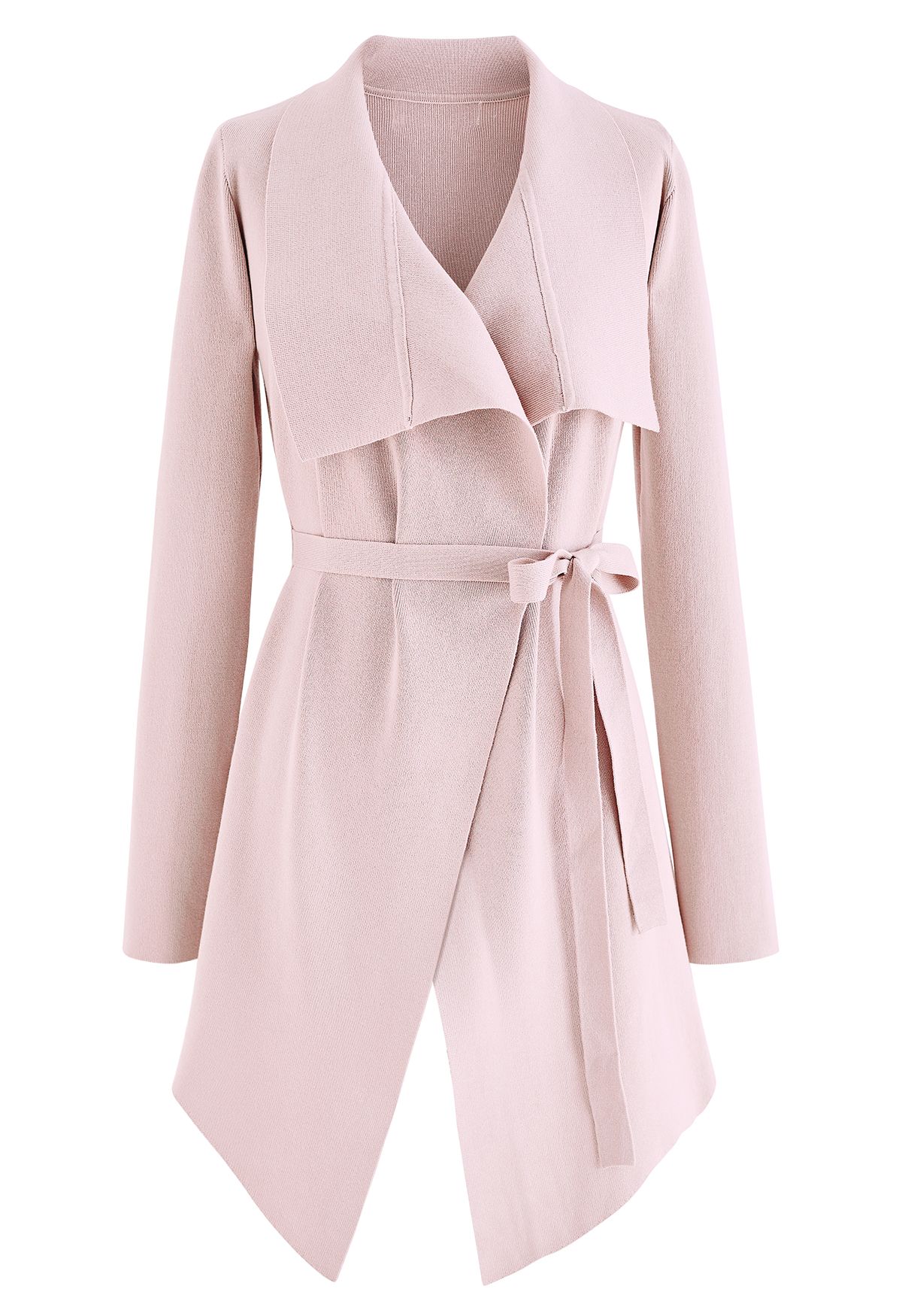 Wide Lapel Tie Waist Knit Cardigan in Pink - Retro, Indie and Unique ...