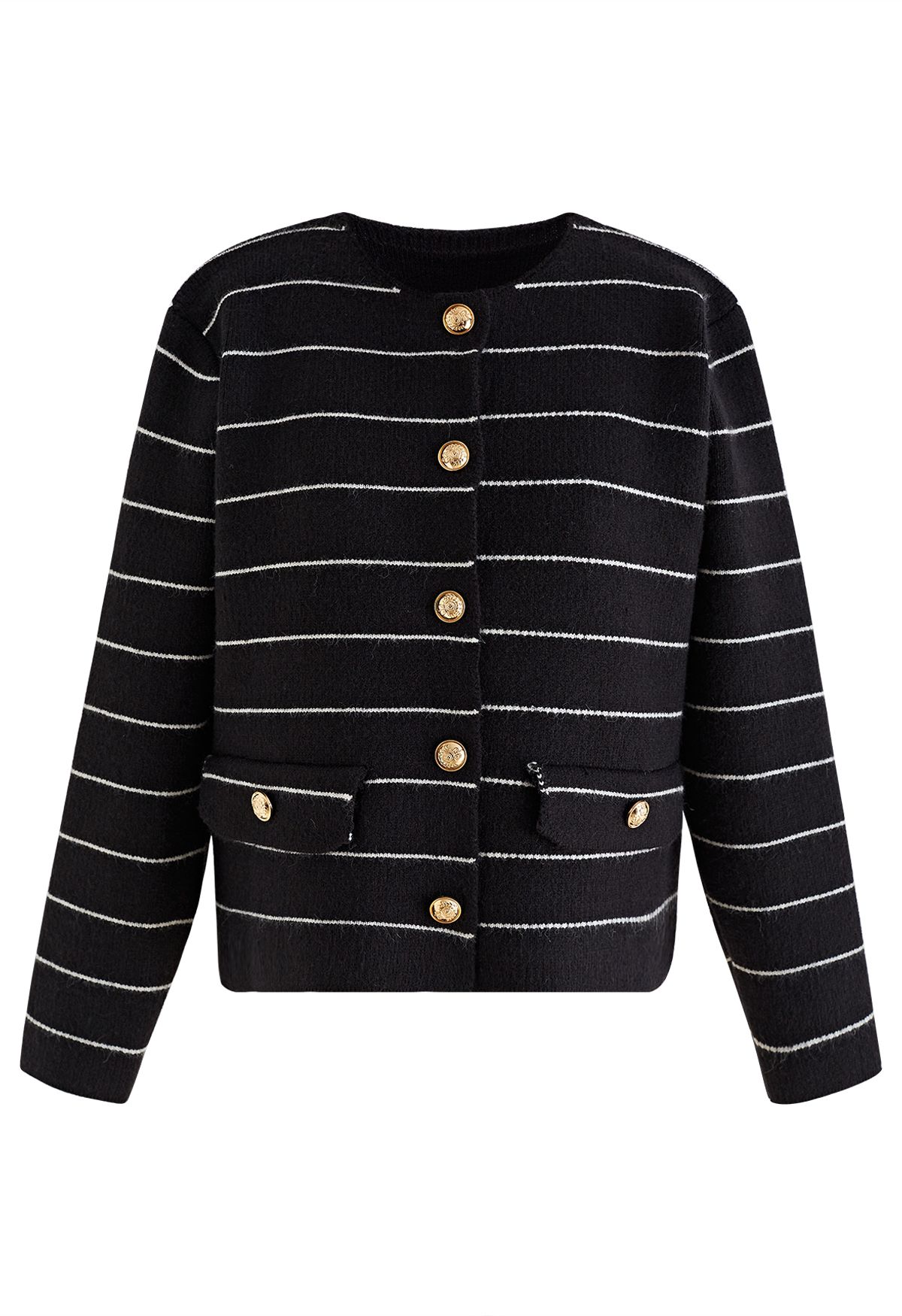 Contrast Stripes Button Down Cardigan in Black - Retro, Indie and ...