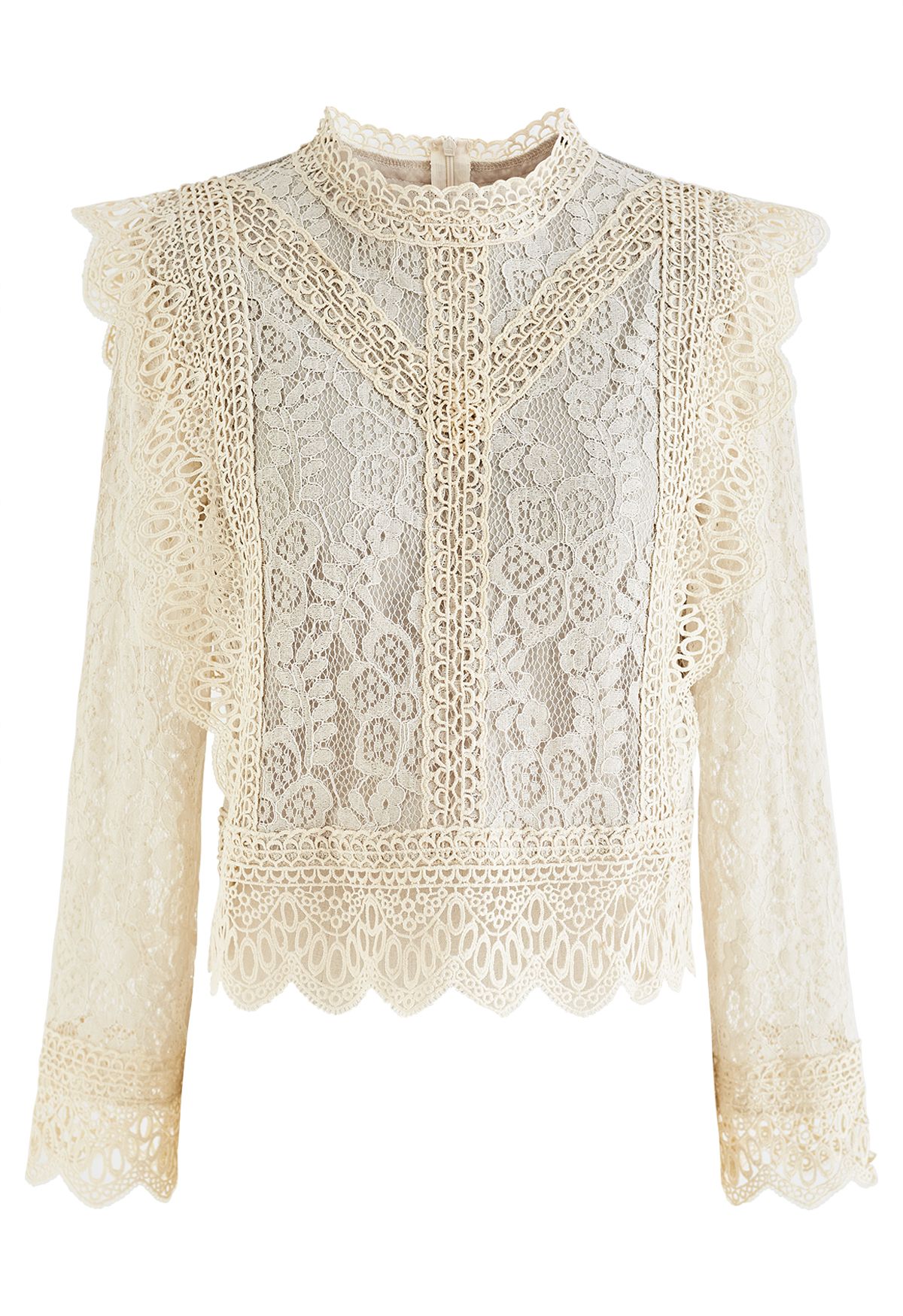 Your Sassy Start Long Sleeve Crochet Lace Top in Cream - Retro, Indie ...