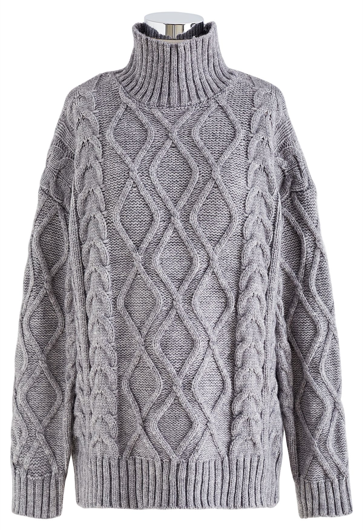 High Neck Braided Knit Sweater and Shorts Set in Grey - Retro, Indie ...
