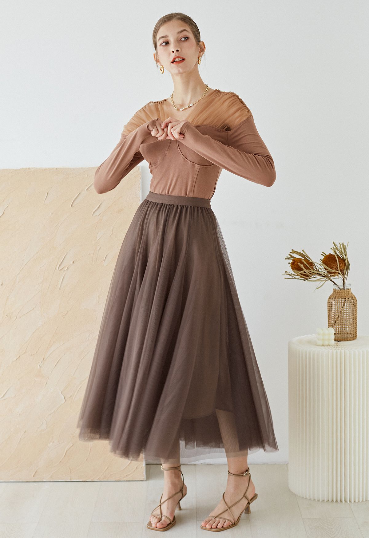 Lovely Velvet Tulle Maxi Skirt