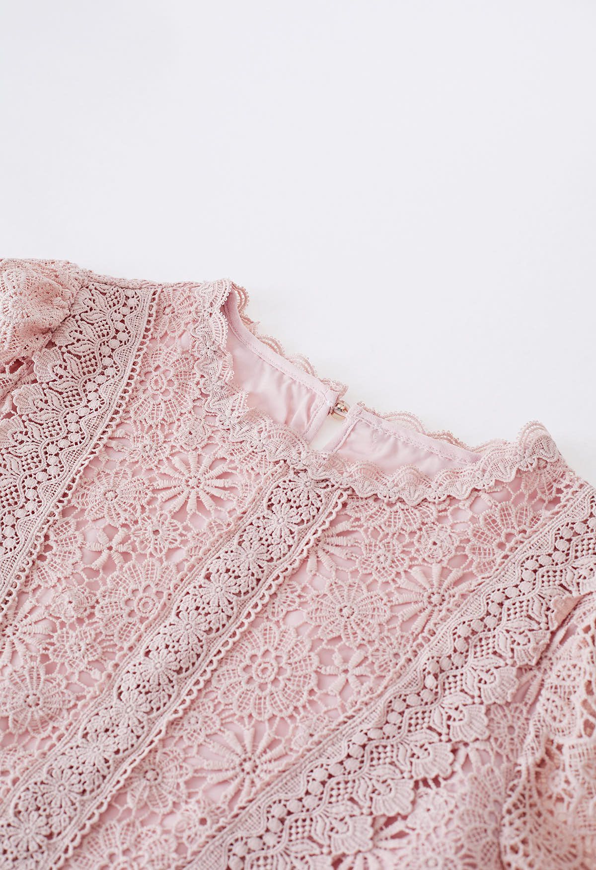 Scalloped Edge Floral Cutwork Top in Pink - Retro, Indie and Unique Fashion