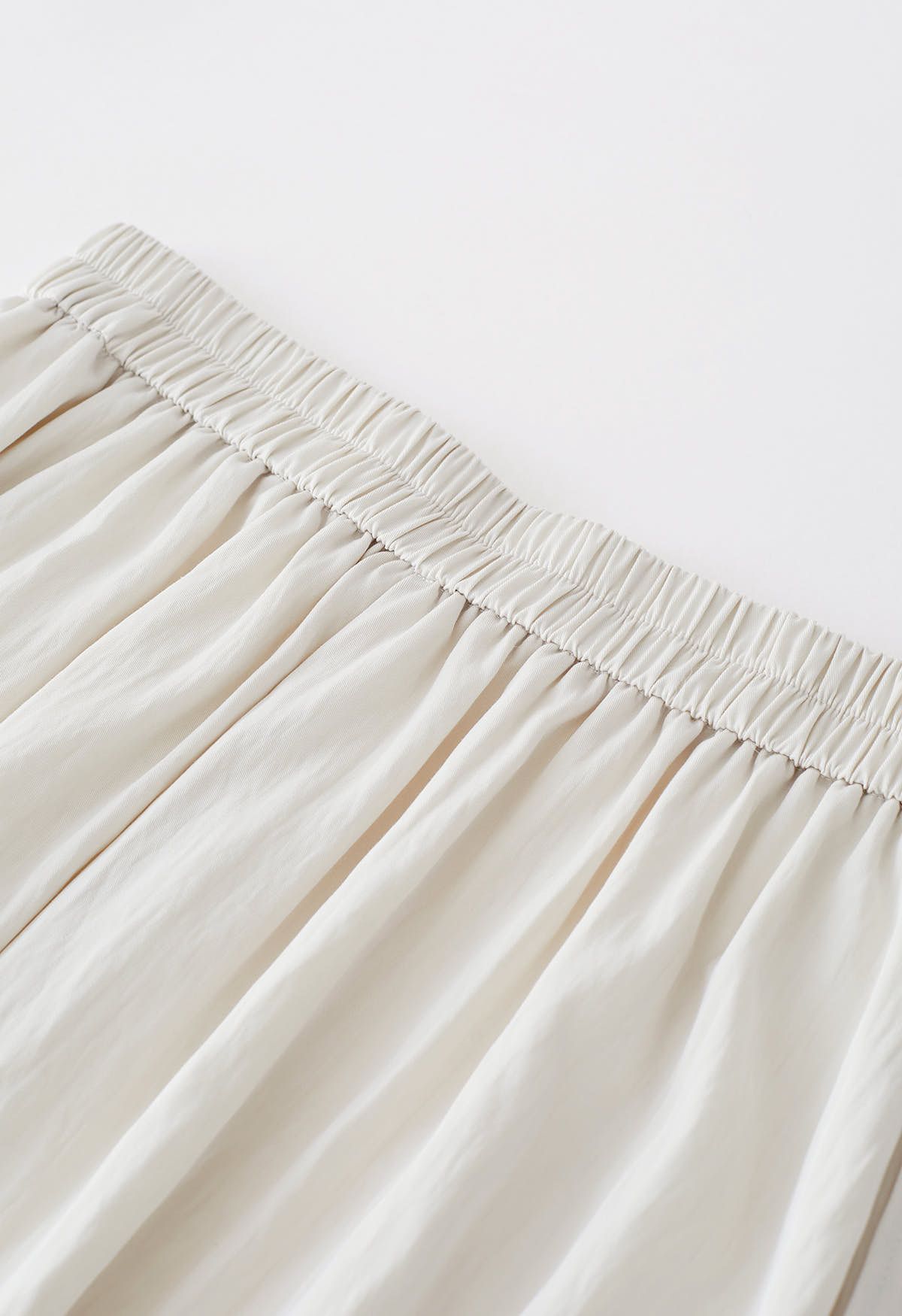 Buttoned A-Line Cotton Midi Skirt in Ivory