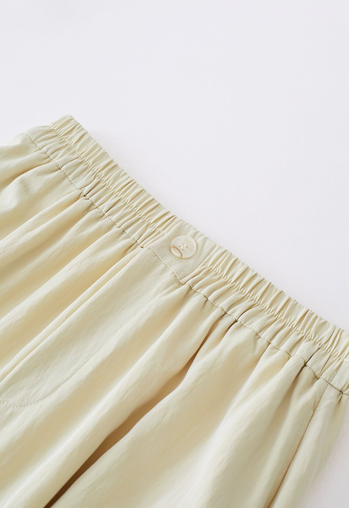 Buttoned A-Line Cotton Midi Skirt in Lime