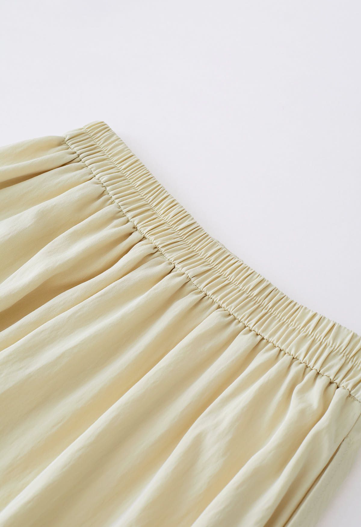 Buttoned A-Line Cotton Midi Skirt in Lime