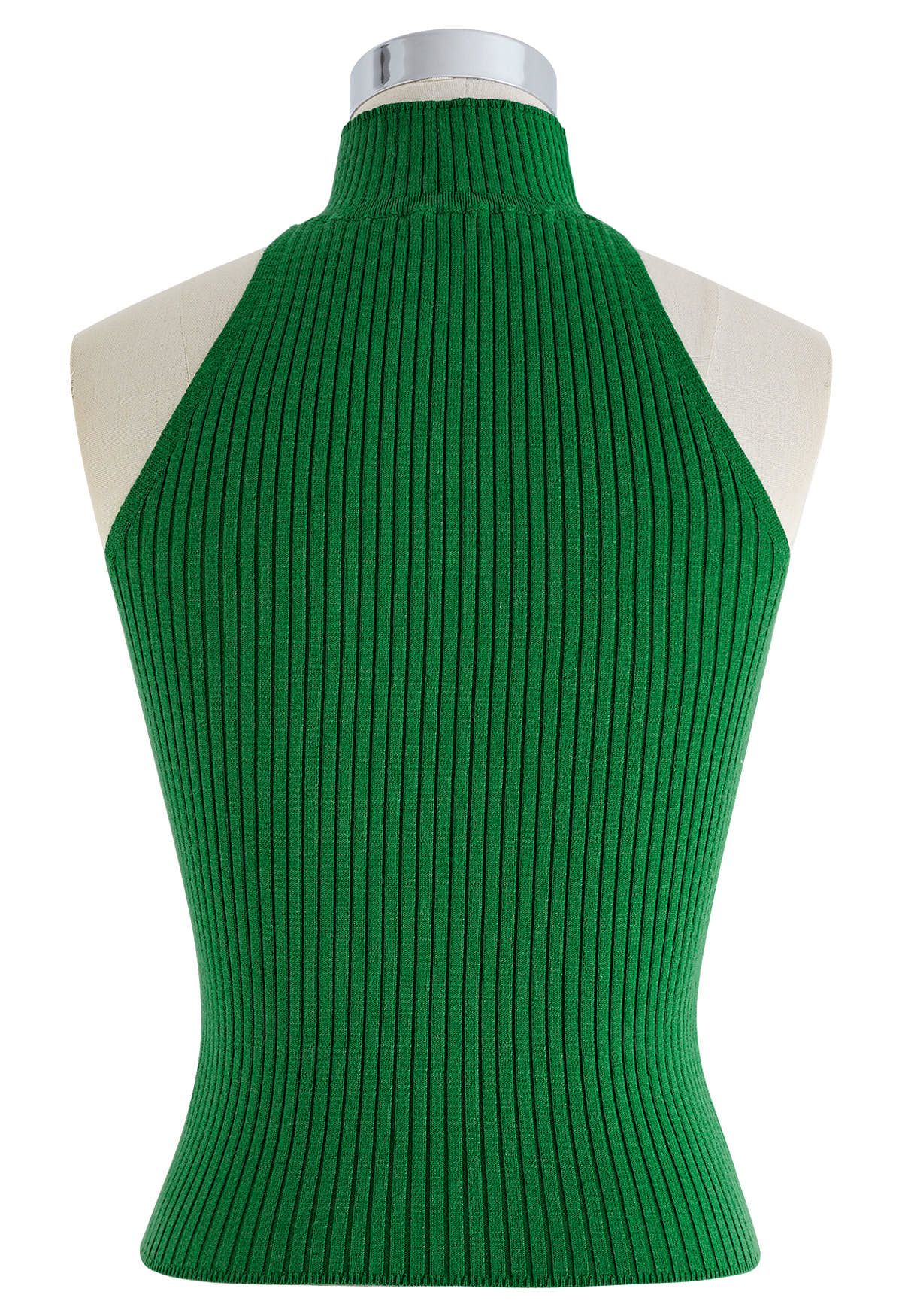 Strapless Halter Neck Knit Top in Green