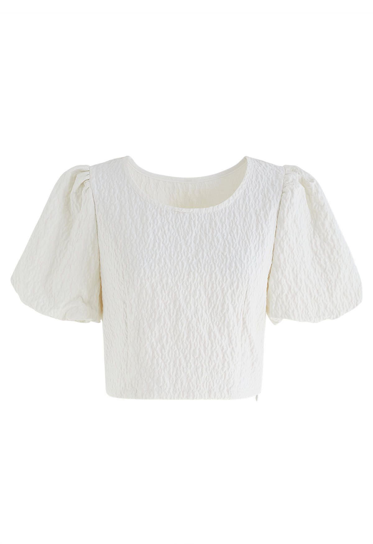 Embossed Floret Open Back Top in White - Retro, Indie and Unique Fashion