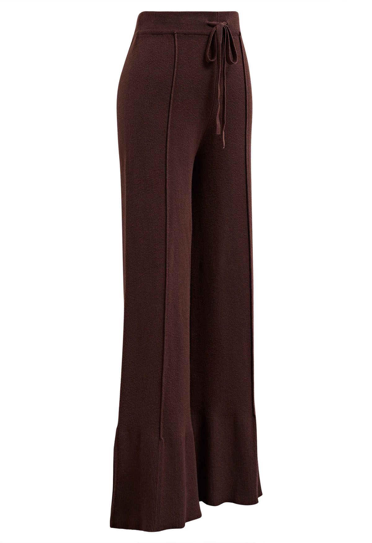 Seam Line Soft Knit Pants in Brown