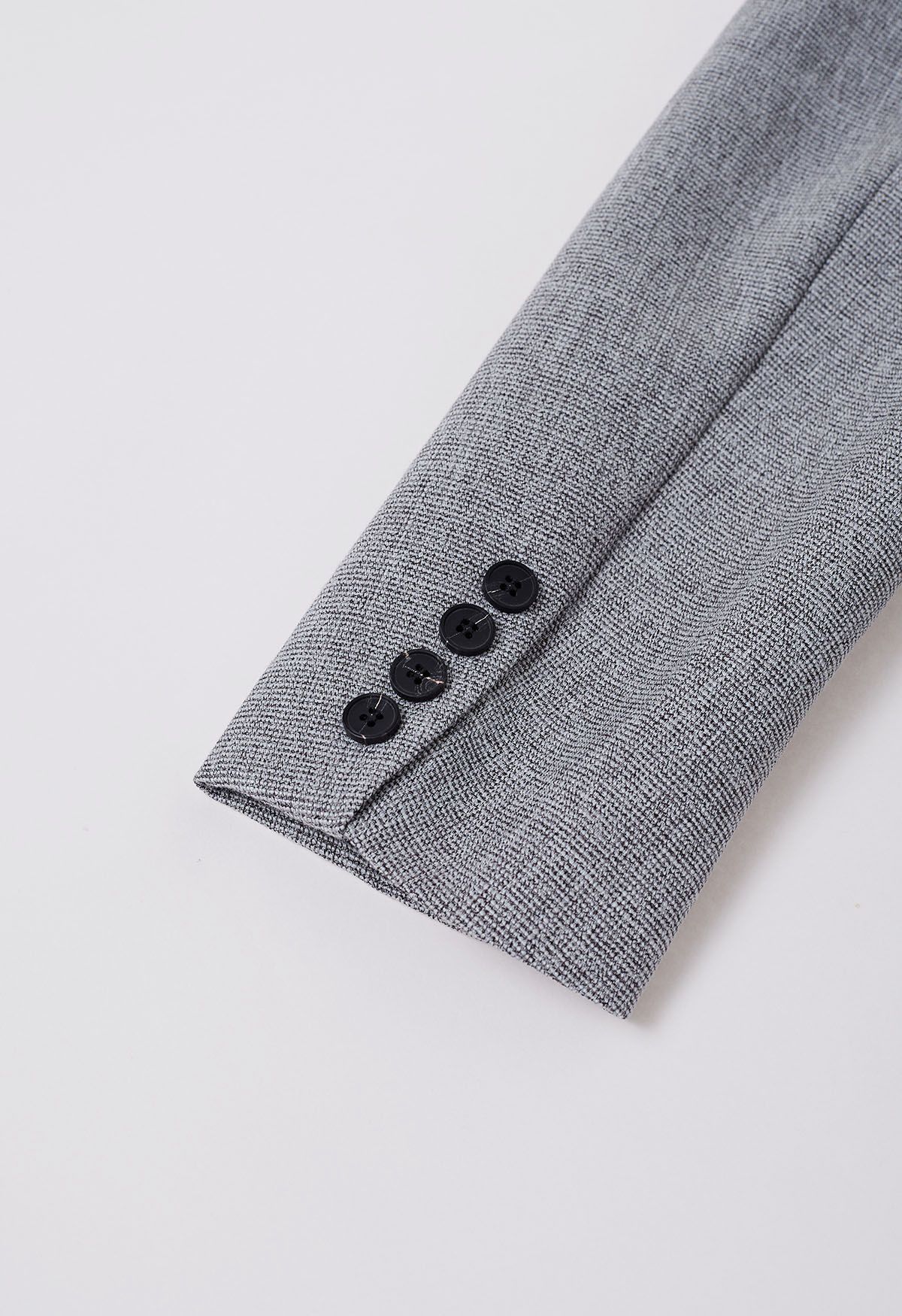 Patch Pocket Woven Texture Buttoned Blazer in Grey - Retro, Indie and ...