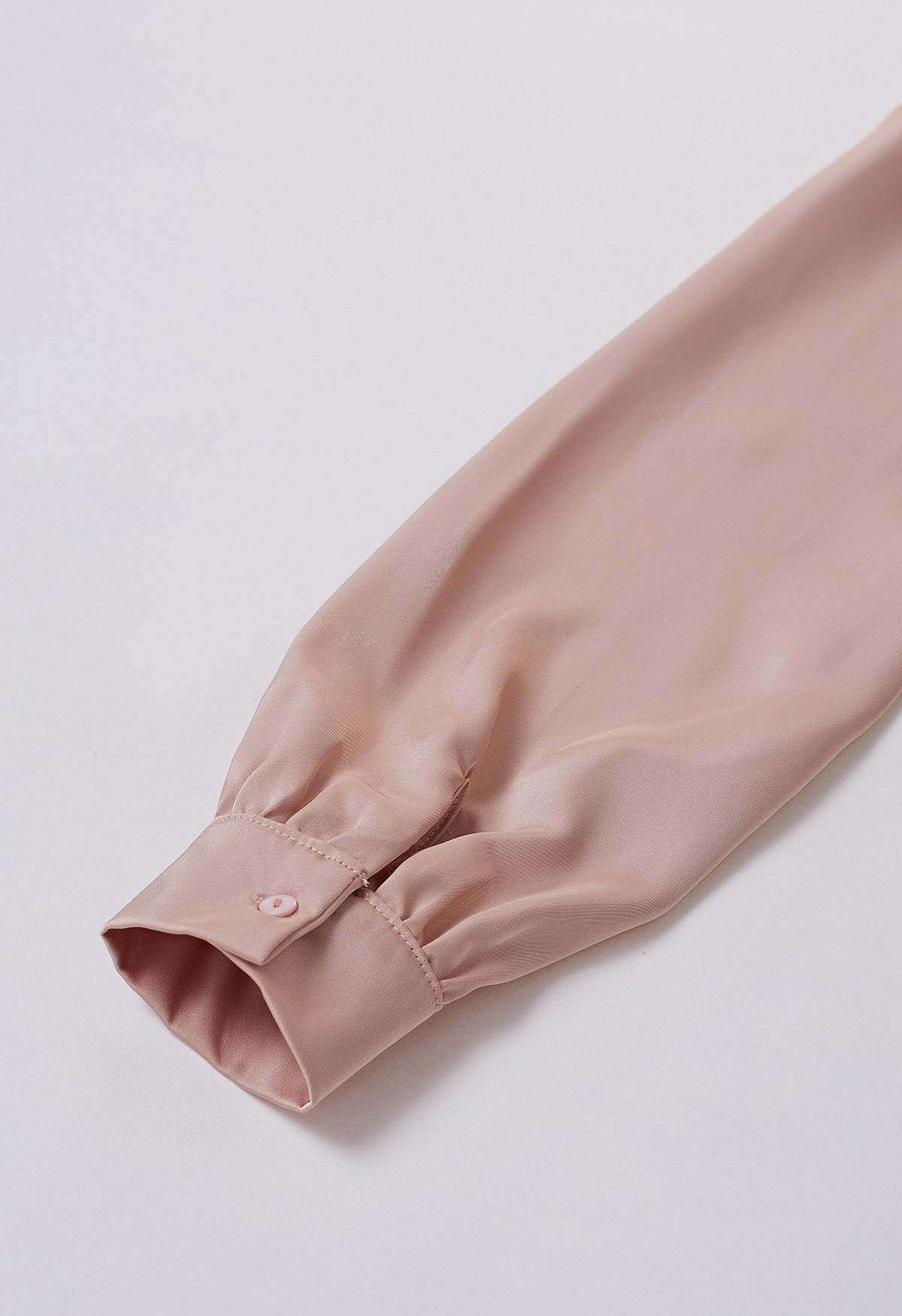 Beads Peter Pan Collar Satin Shirt in Pink