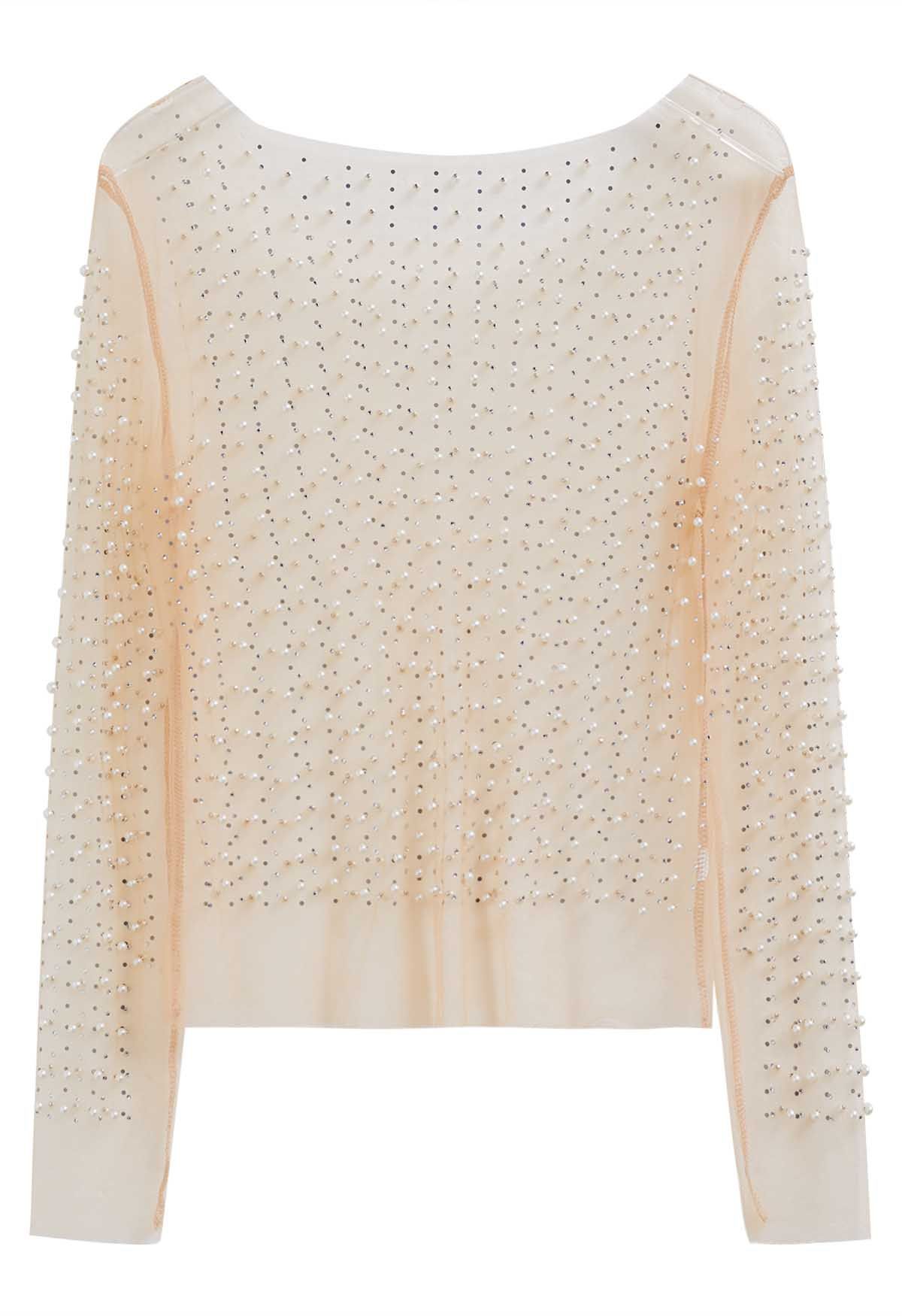 There She Goes Pearl Mesh Top Large