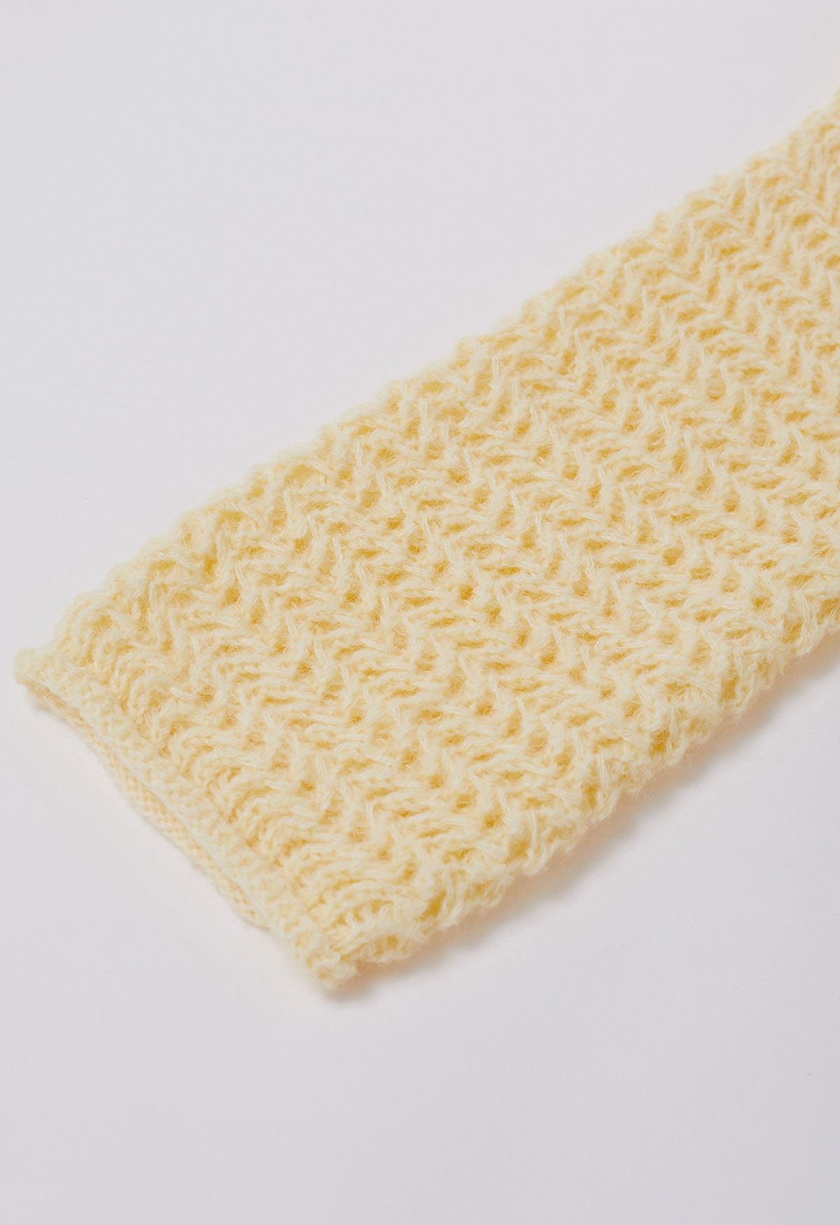 Open Front Hollow Out Knit Cardigan in Light Yellow