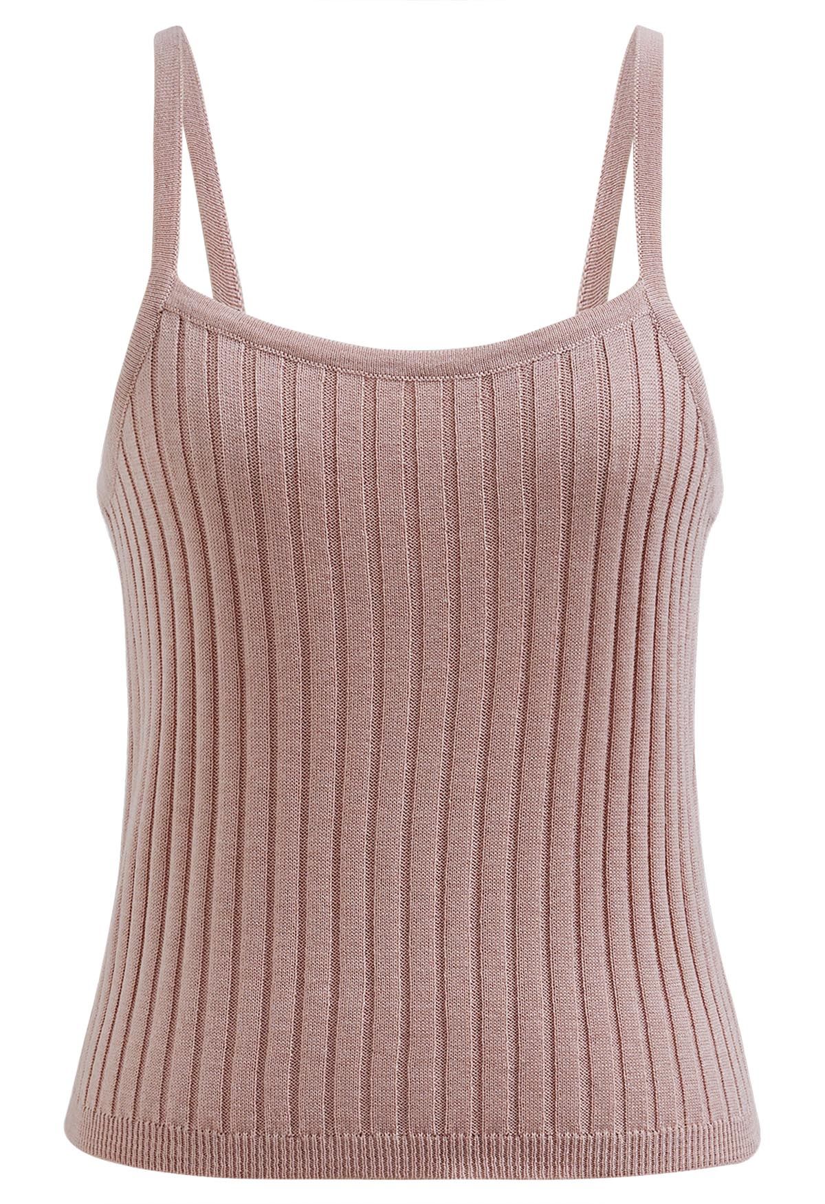 Solid Ribbed Knit Twinset Top in Pink - Retro, Indie and Unique Fashion