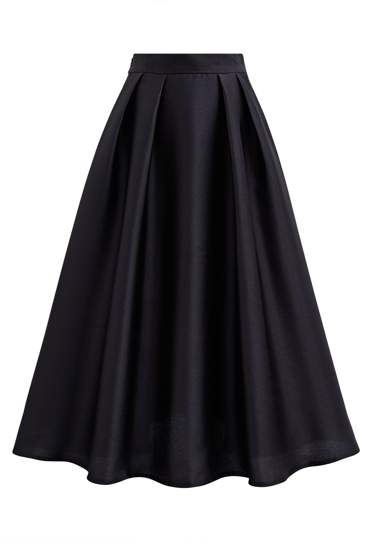 Sleek Side Pockets Pleated A-Line Midi Skirt in Black - Retro, Indie and  Unique Fashion