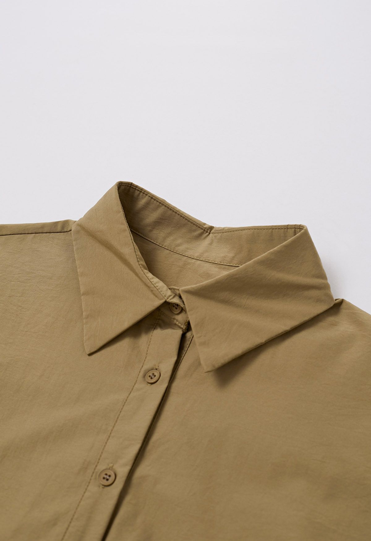 Asymmetric Hemline Pure Cotton Shirt in Camel