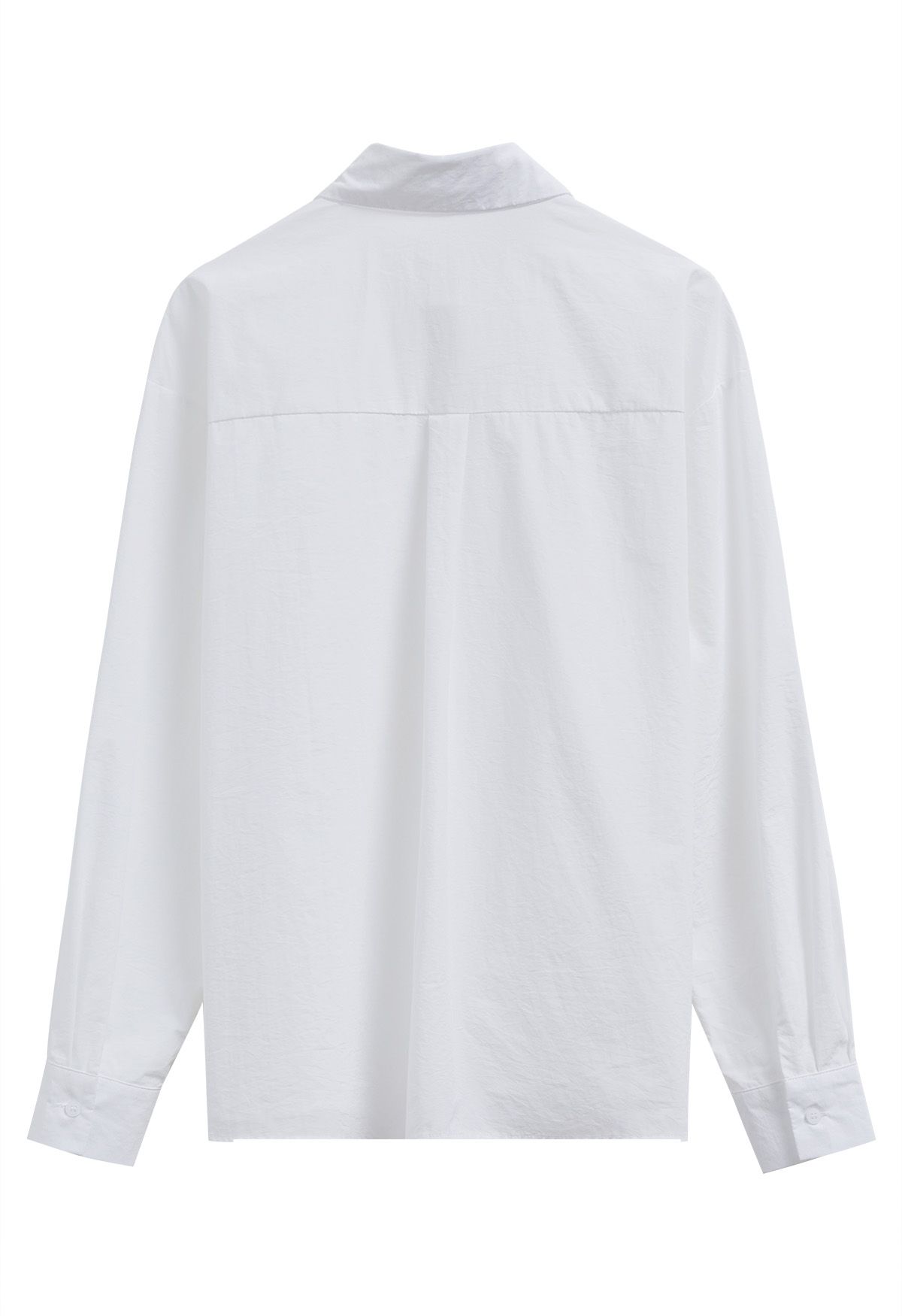 Asymmetric Hemline Pure Cotton Shirt in White - Retro, Indie and Unique ...