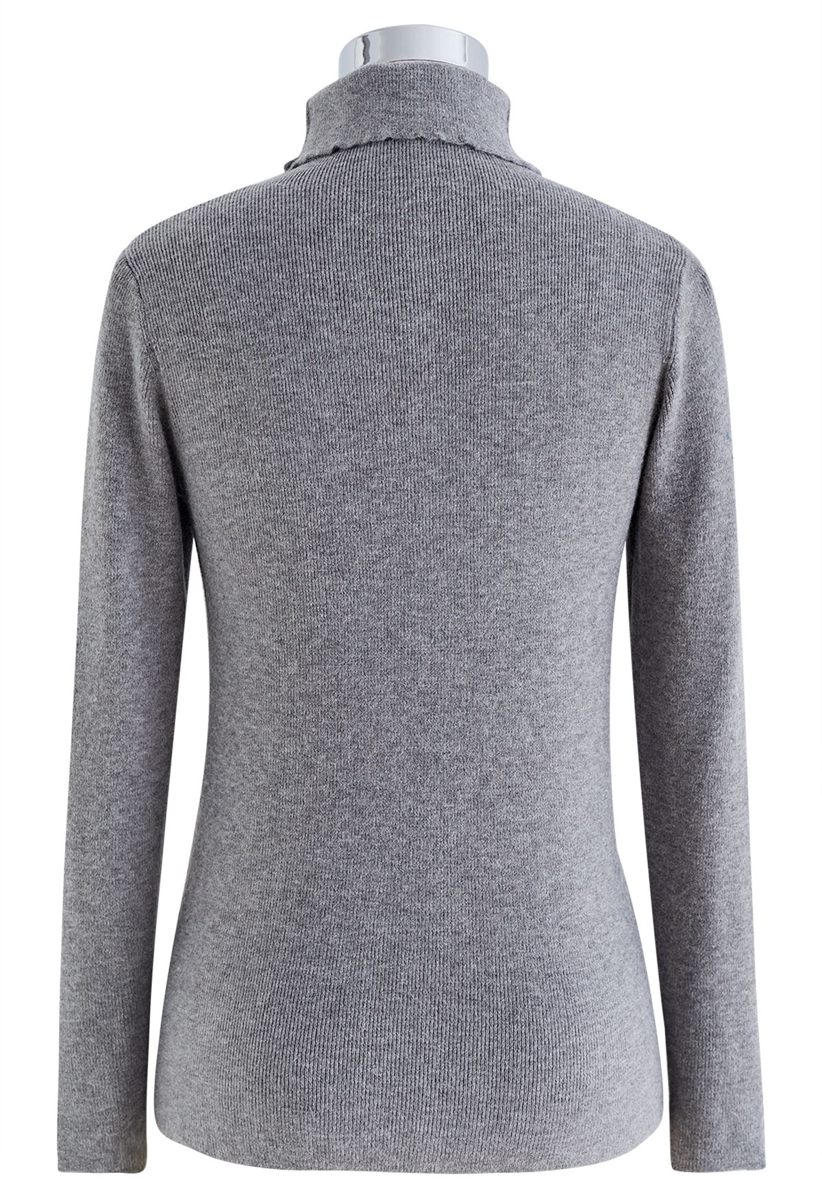 Seam Detail High Neck Slit Knit Top in Grey - Retro, Indie and Unique ...