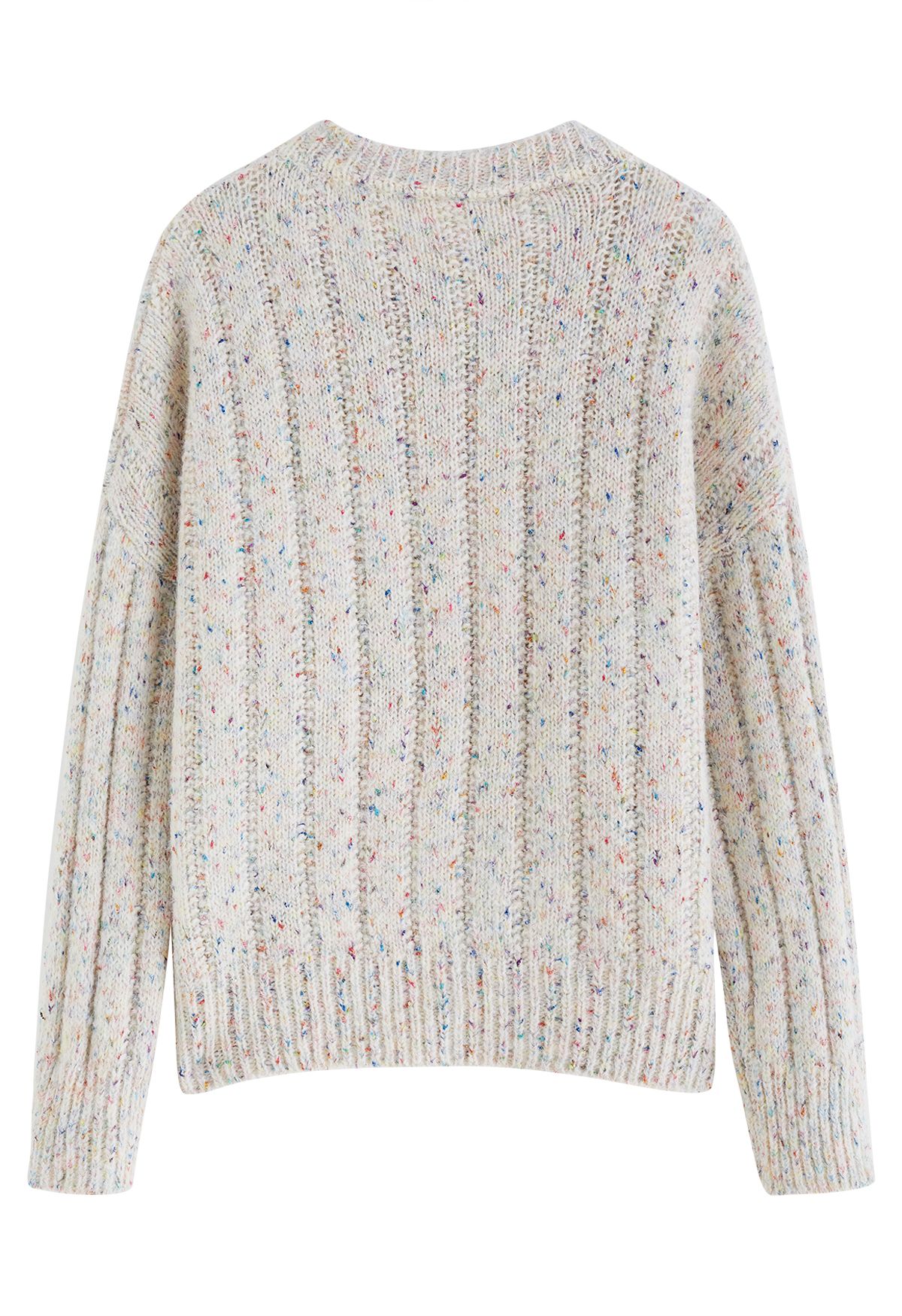 Crew Neck Confetti Knit Sweater in Ivory