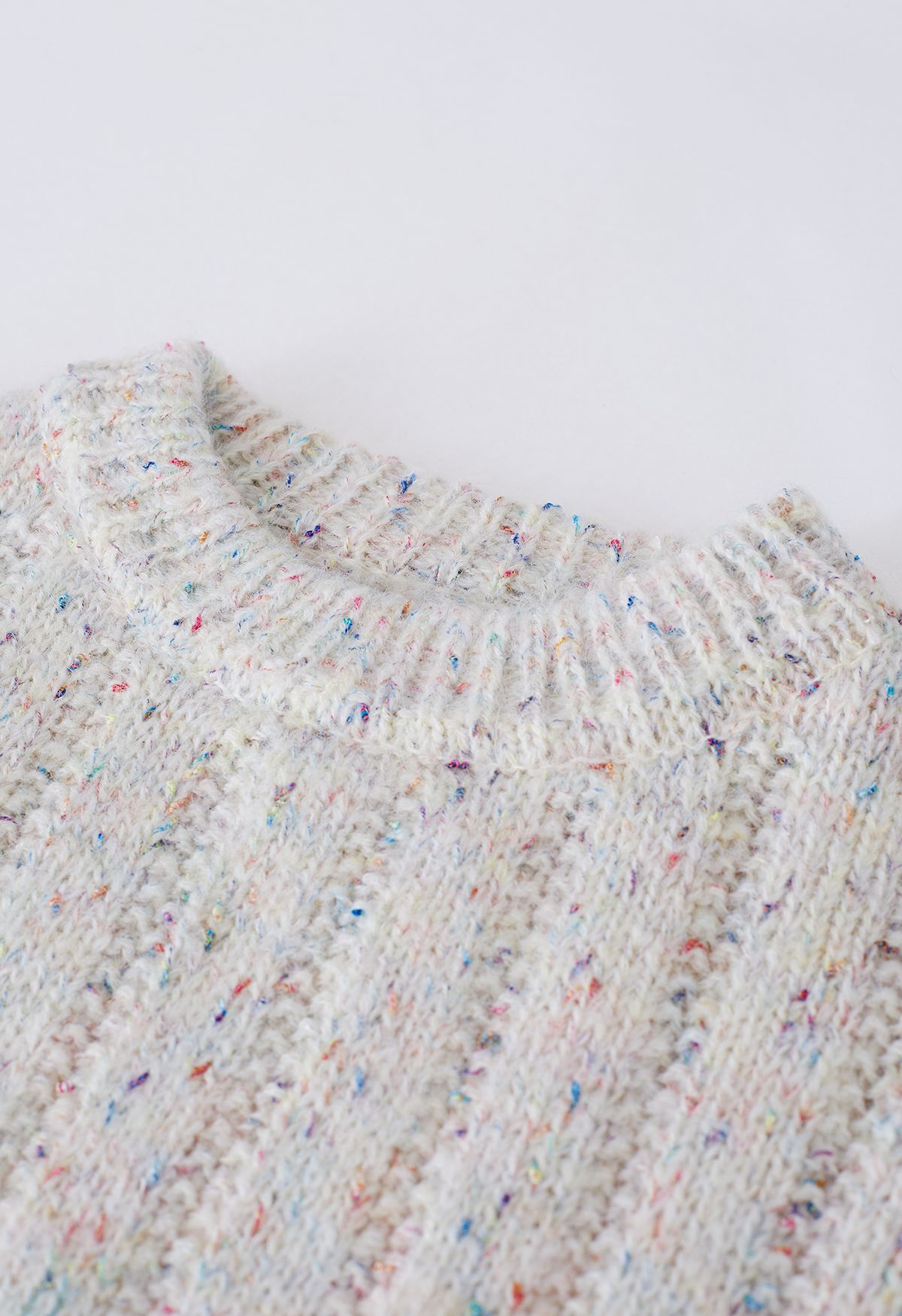 Crew Neck Confetti Knit Sweater in Ivory