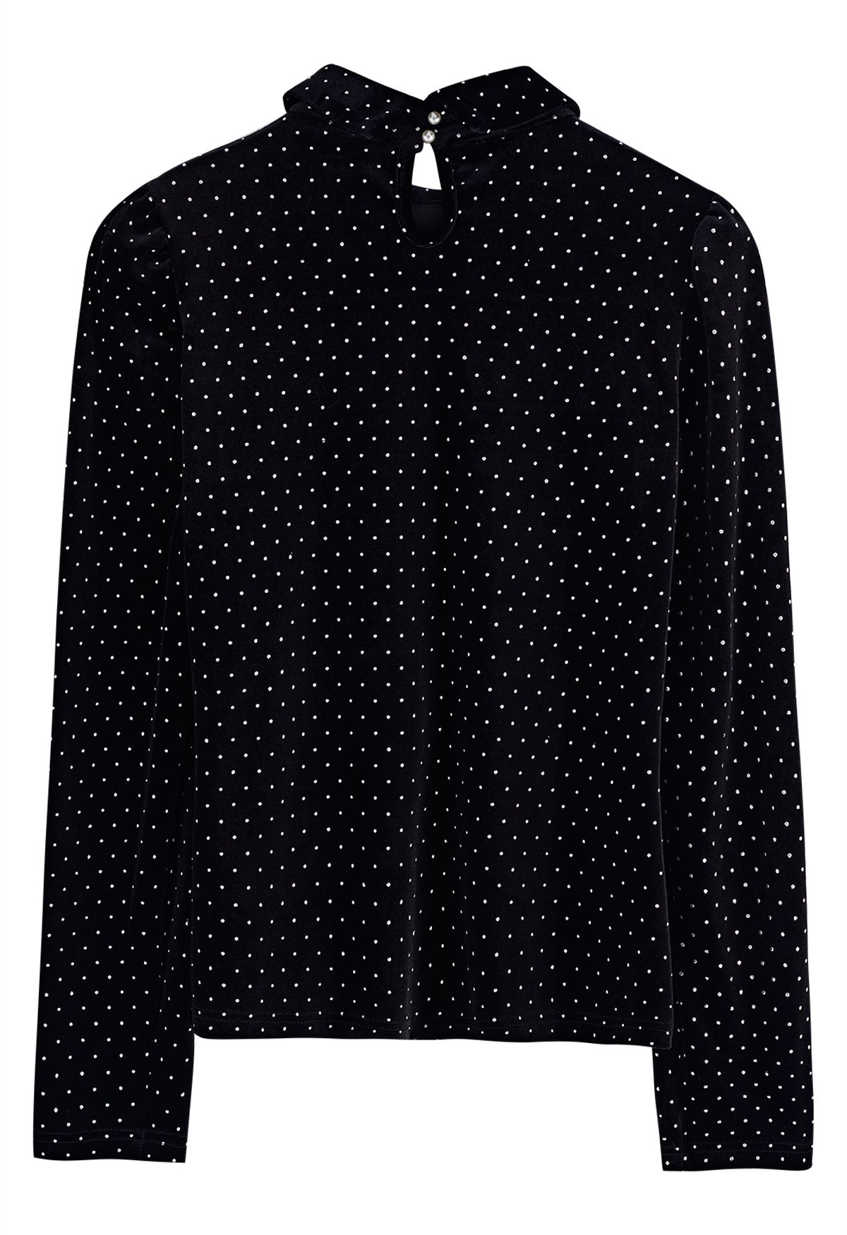 Shiny Dots Mesh Inserted Velvet Top