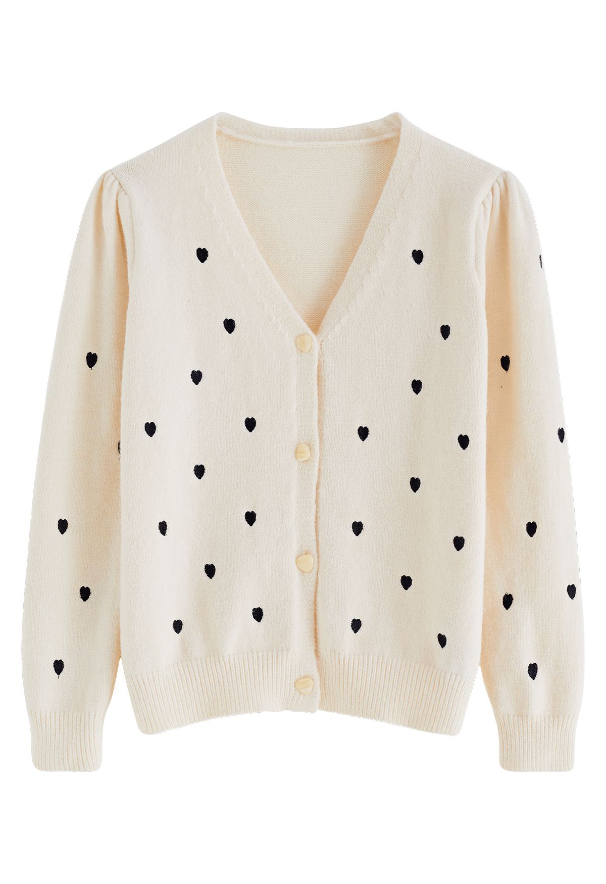 Little Heart Embroideried Button-Up Cardigan in White - Retro, Indie ...